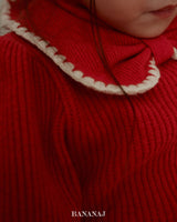 ［BANANAJ］Ribbon waffle collar tops