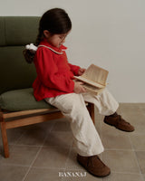 ［BANANAJ］Ribbon waffle collar tops