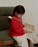 ［BANANAJ］Ribbon waffle collar tops