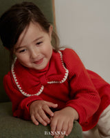 ［BANANAJ］Ribbon waffle collar tops