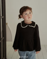 ［BANANAJ］Ribbon waffle collar tops