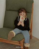 ［BANANAJ］Ribbon waffle collar tops