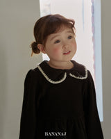 ［BANANAJ］Ribbon waffle collar tops