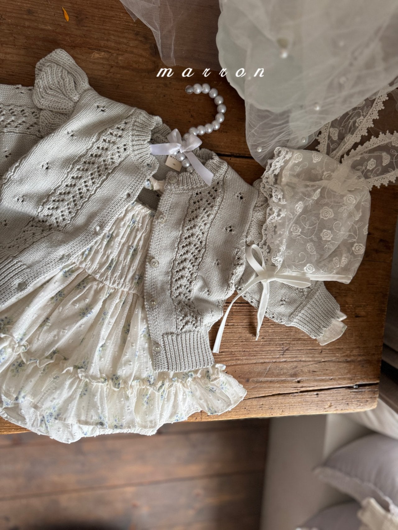 ［marron］Bunny lace bonnet