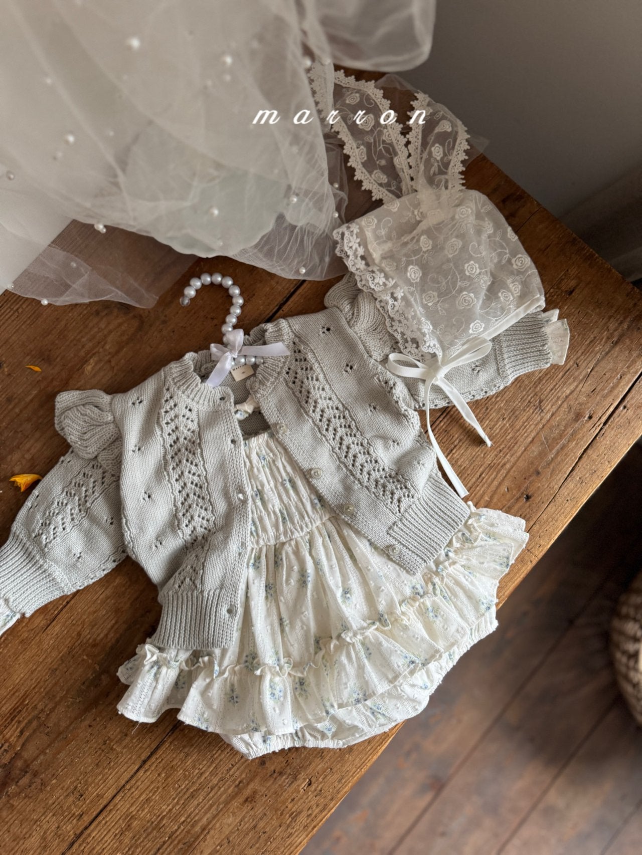 ［marron］Bunny lace bonnet