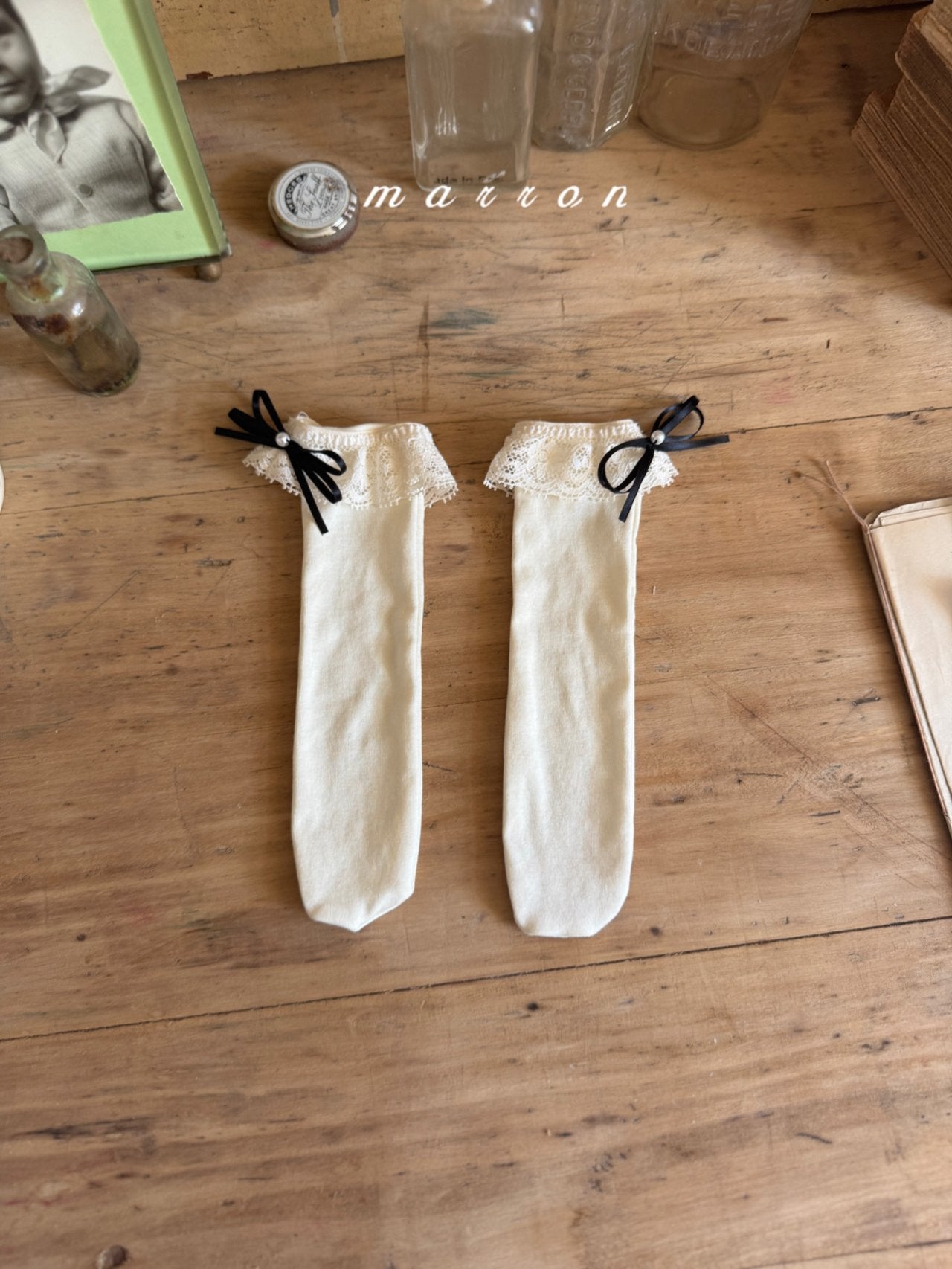 ［marron］Ribbon socks