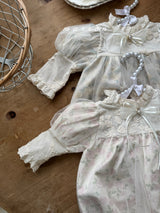 ［marron］Rosa organza puff rompers