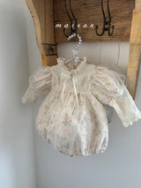 ［marron］Rosa organza puff rompers