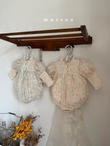 ［marron］Rosa organza puff rompers