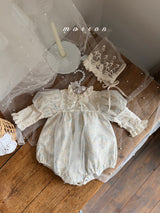 ［marron］Rosa organza puff rompers