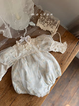 ［marron］Rosa organza puff rompers