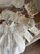 ［marron］Rosa organza puff rompers