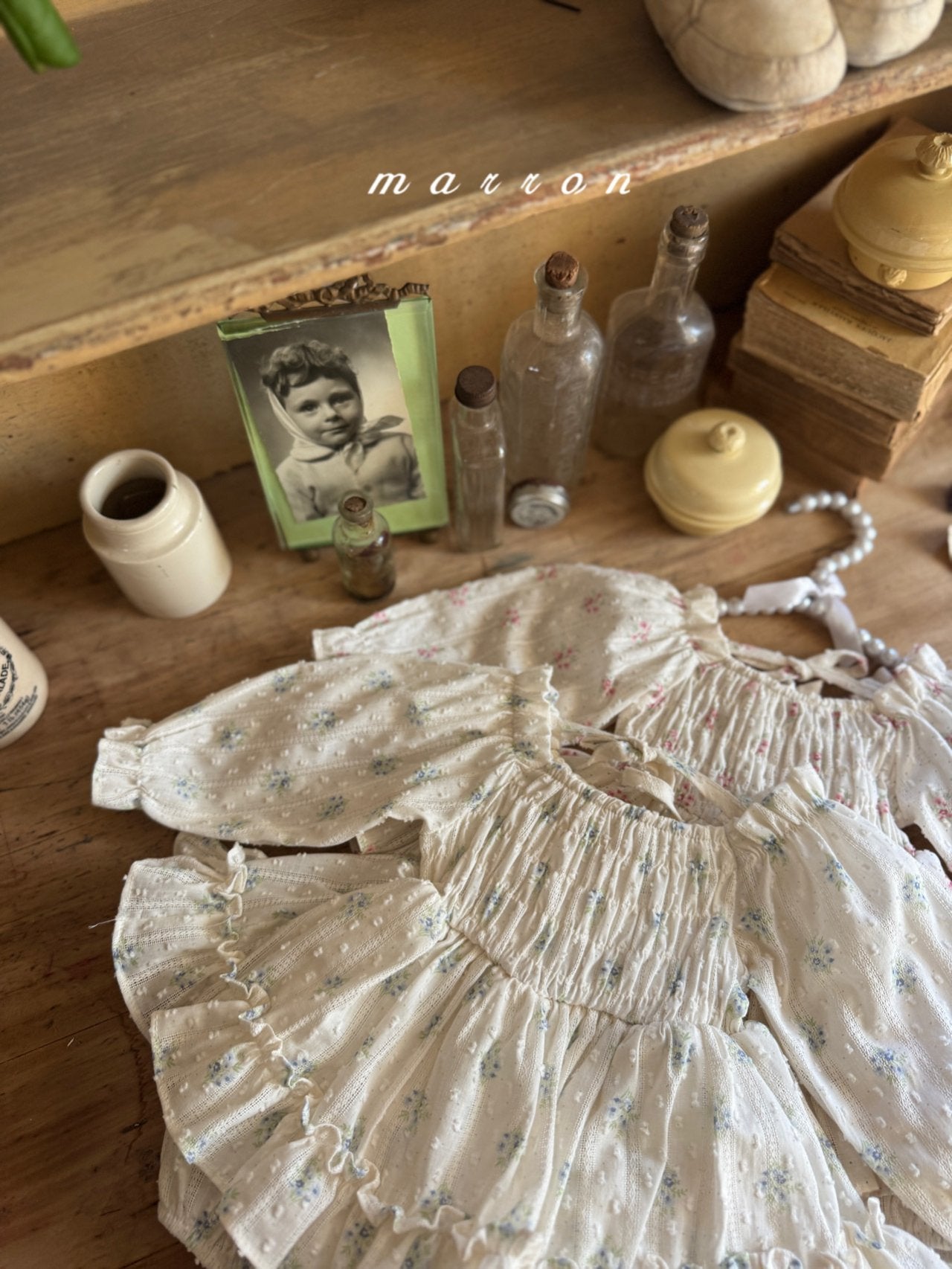 ［marron］Spring flower rompers