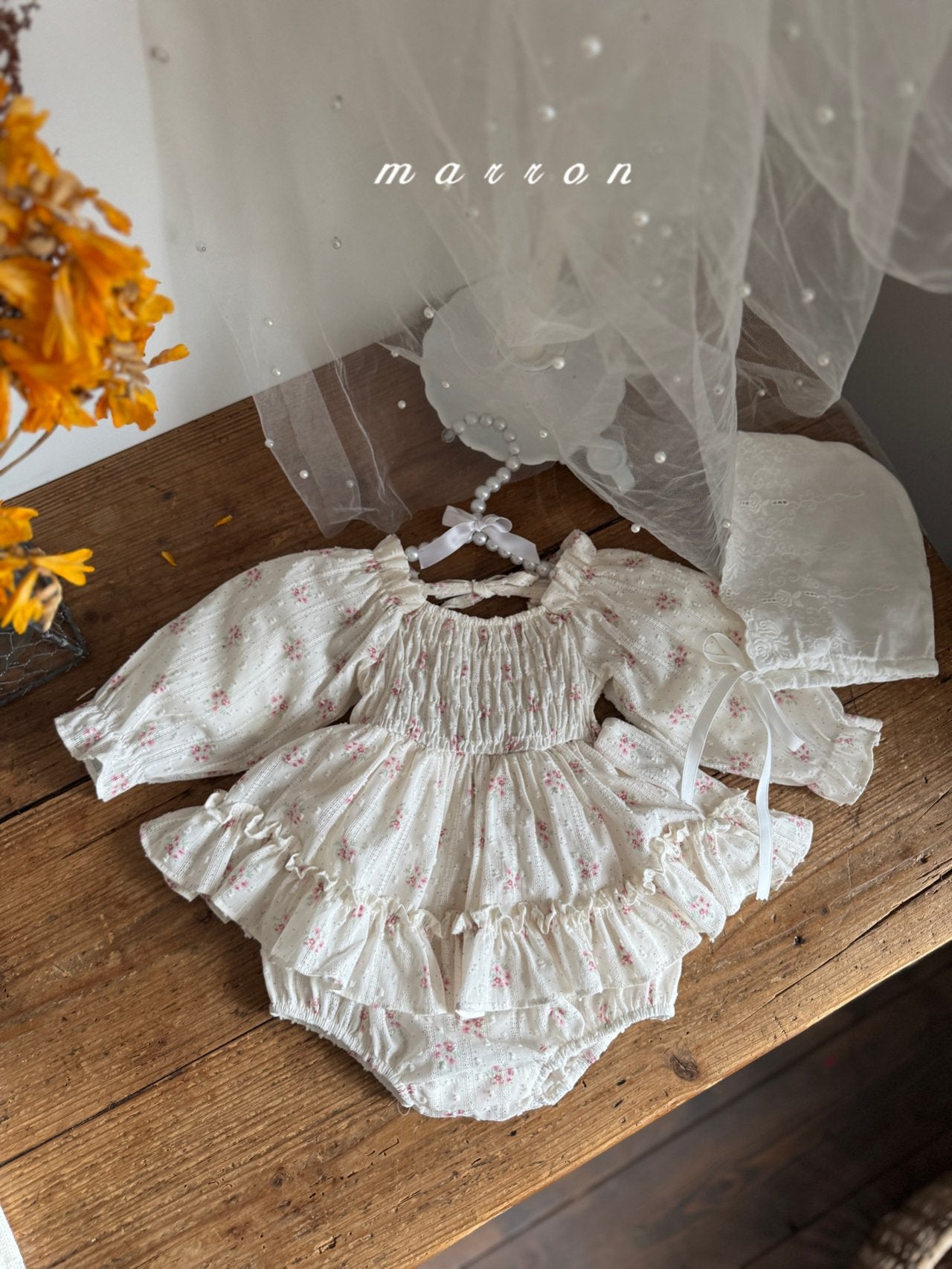 ［marron］Spring flower rompers