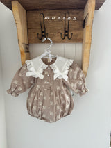 ［marron］Petit ribbon collar rompers