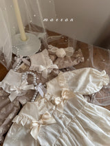 ［marron］Petit ribbon collar rompers