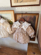 ［marron］Petit ribbon collar rompers