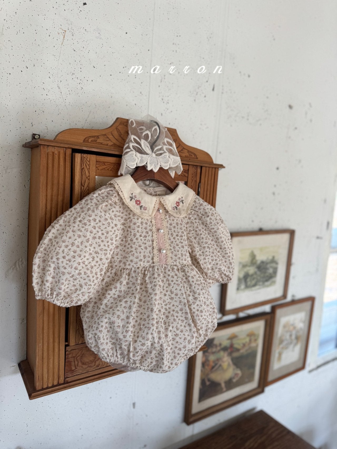 ［marron］Mimosa flower collar rompers