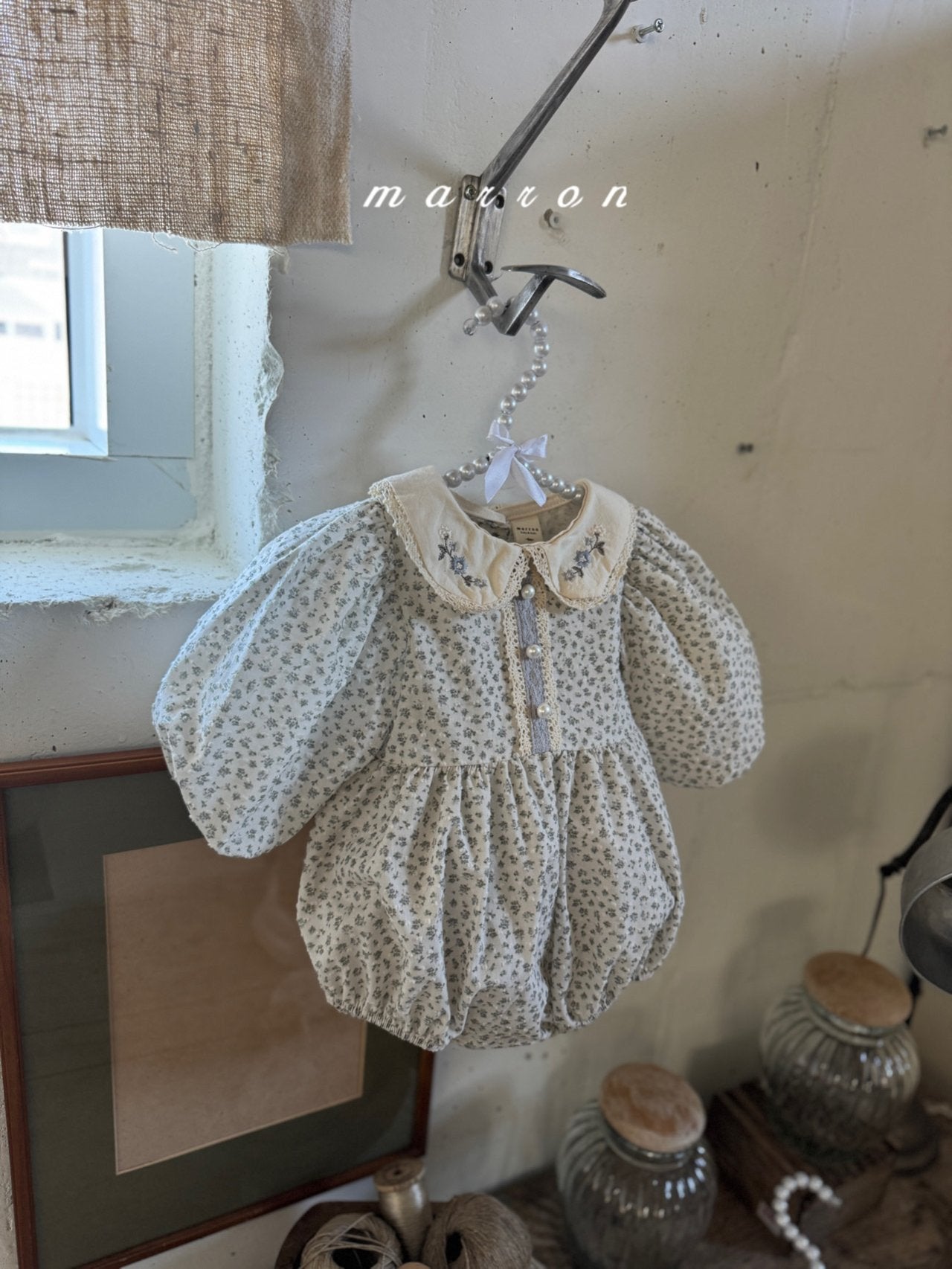 ［marron］Mimosa flower collar rompers