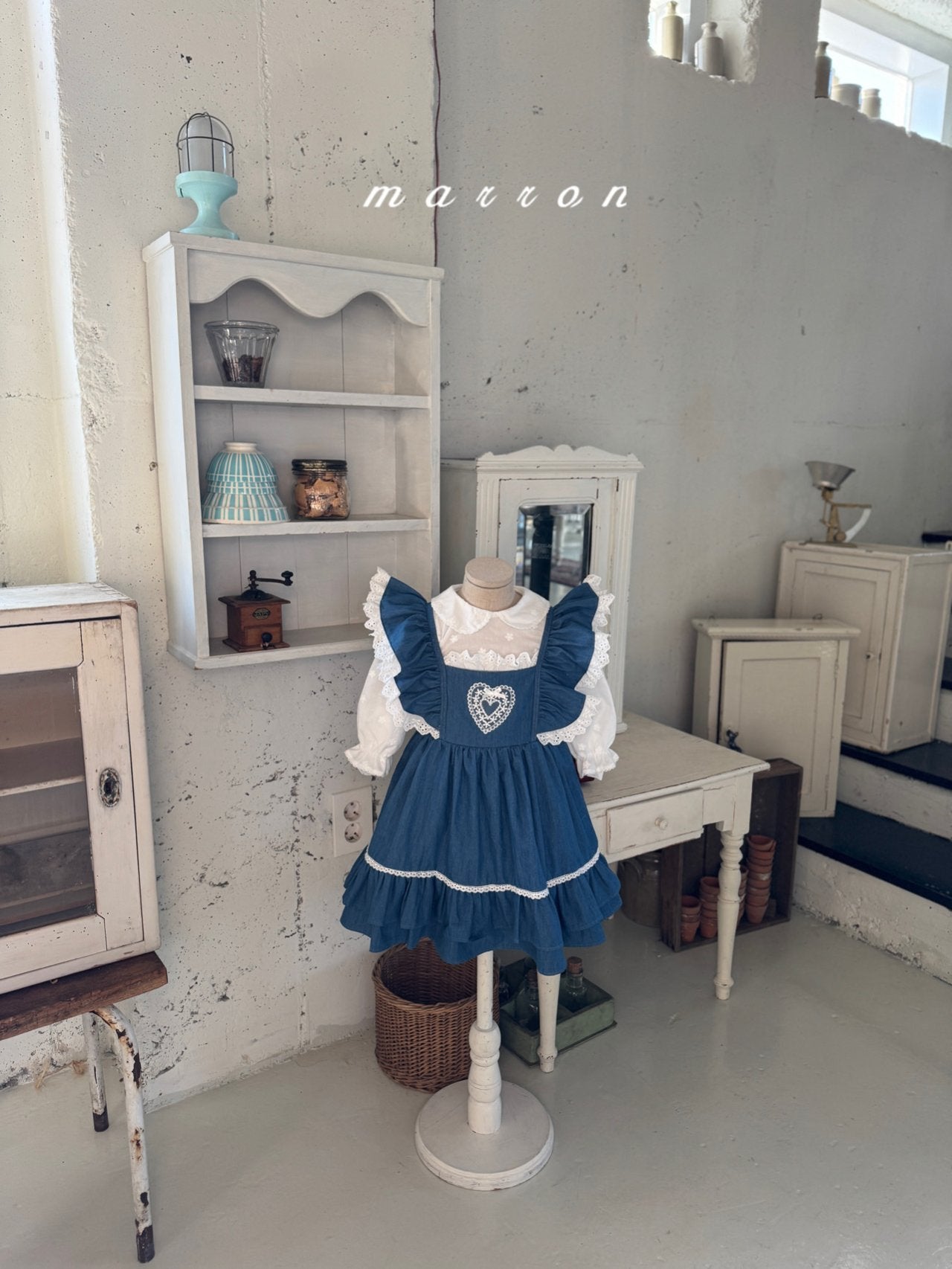 ［marron］Heart frill lace one-piece