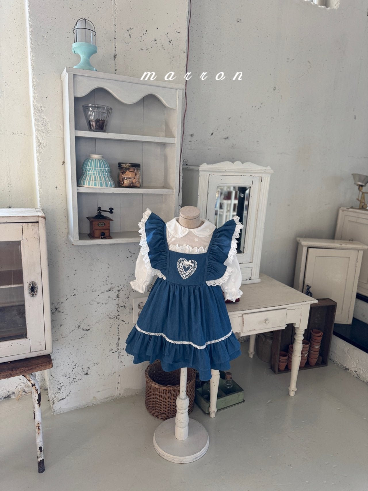 ［marron］Heart frill lace one-piece