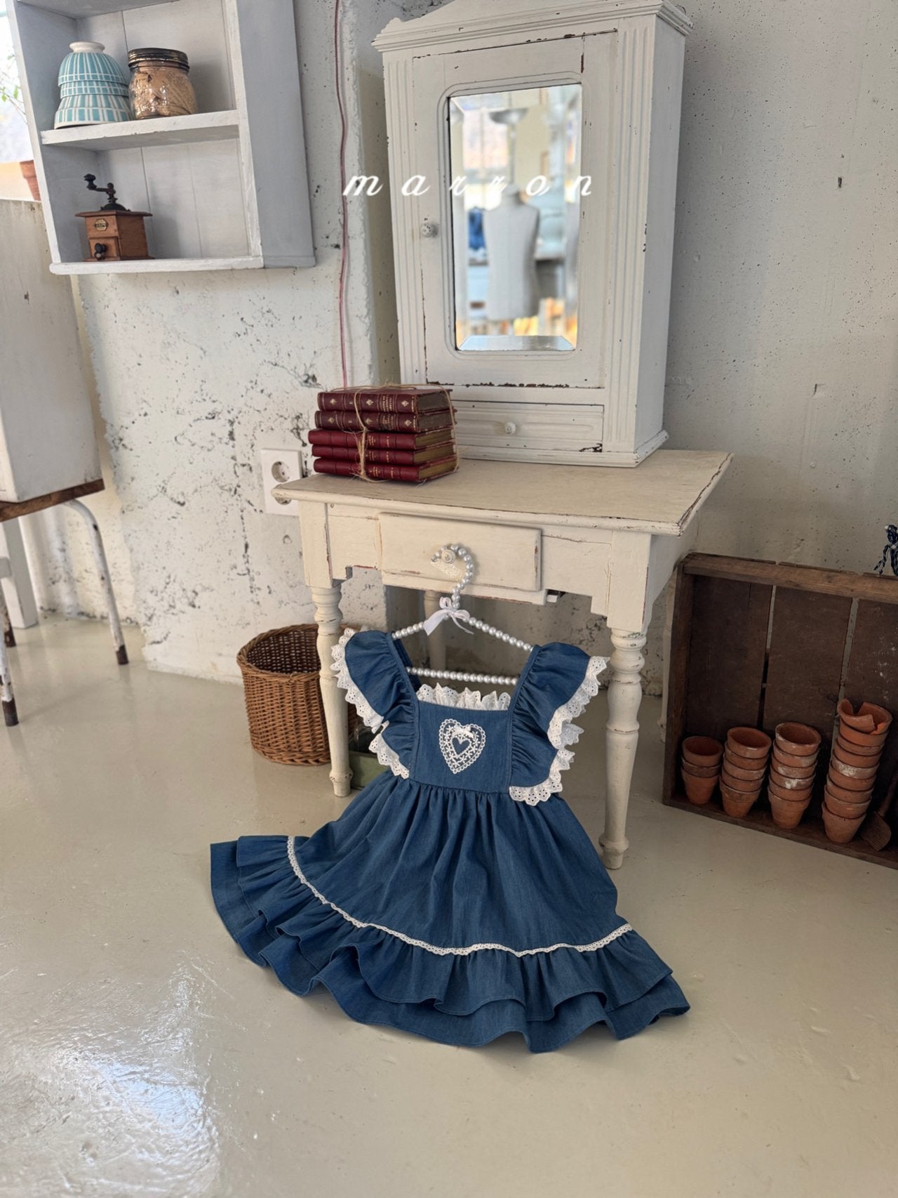 ［marron］Heart frill lace one-piece