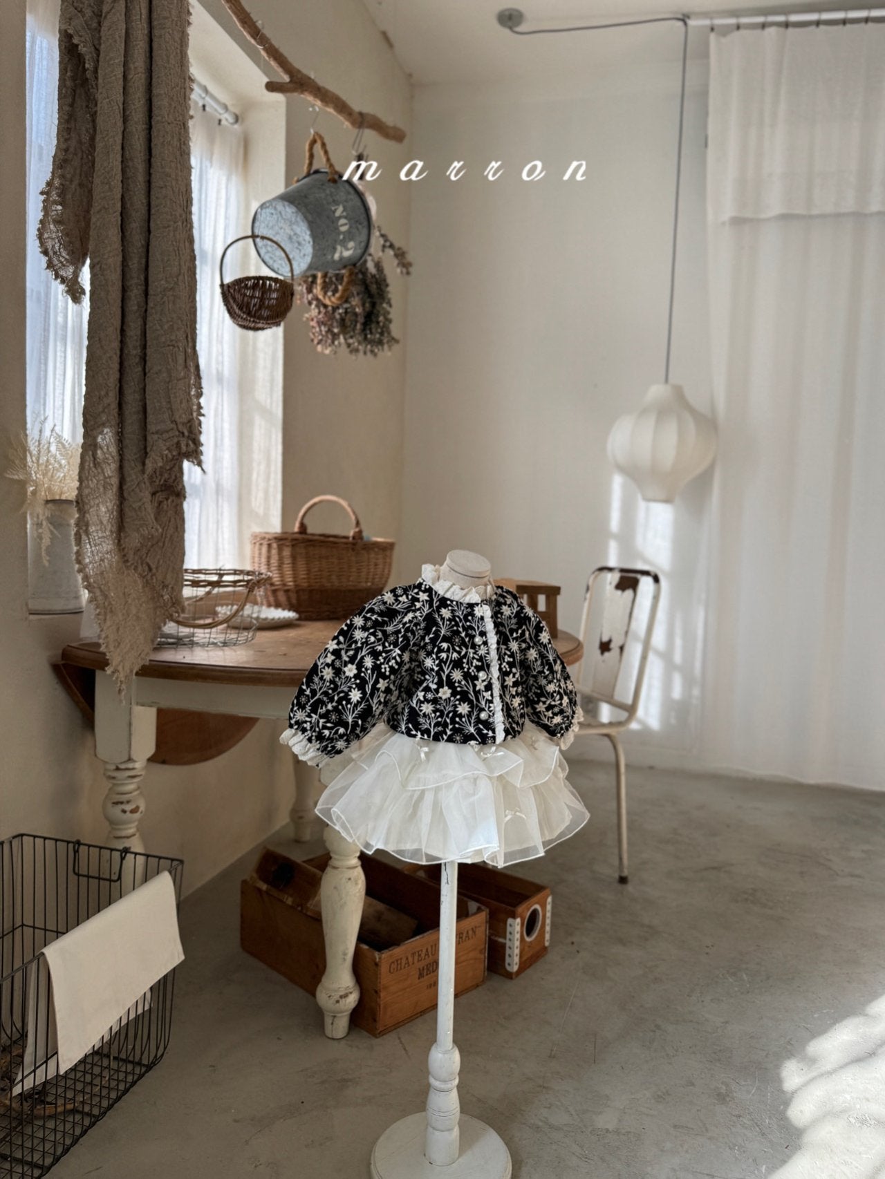 ［marron］Ribbon cancan skirt