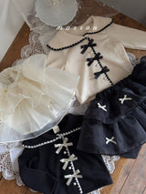 ［marron］Ribbon cancan skirt