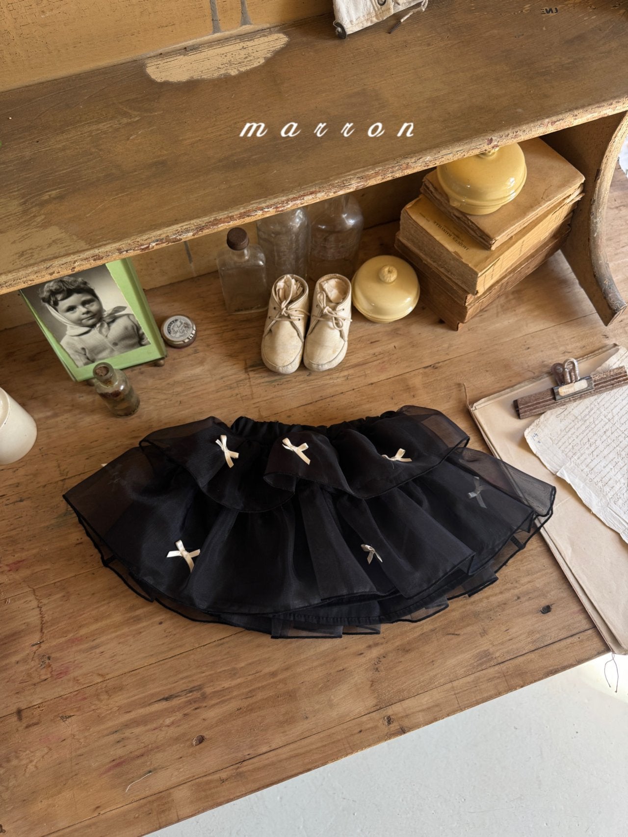 ［marron］Ribbon cancan skirt