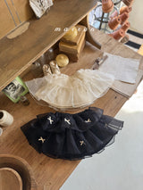 ［marron］Ribbon cancan skirt