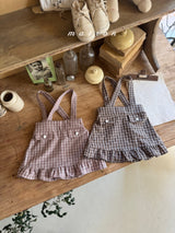 ［marron］Daisy check suspender skirt