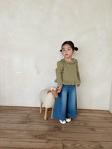 ［azalea］Solid wide denim pants