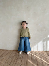 ［azalea］Solid wide denim pants