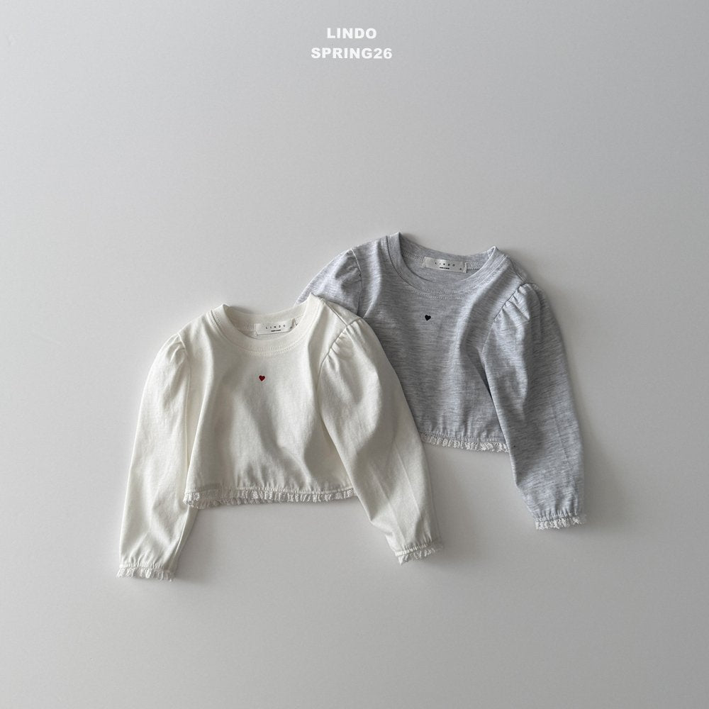 ［LINDO］Heart lace crop tee