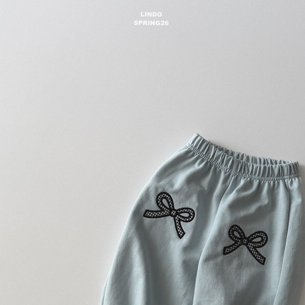 ［LINDO］Check ribbon jogger pants