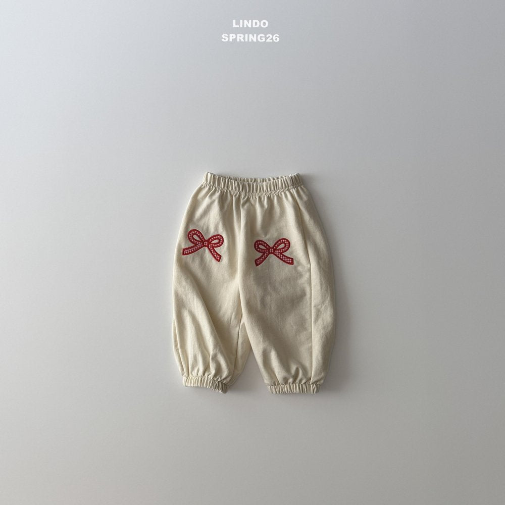 ［LINDO］Check ribbon jogger pants