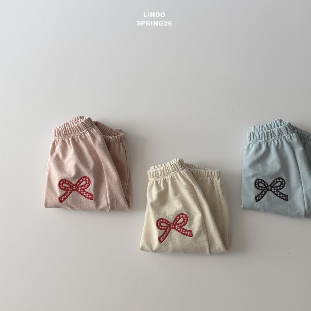 ［LINDO］Check ribbon jogger pants