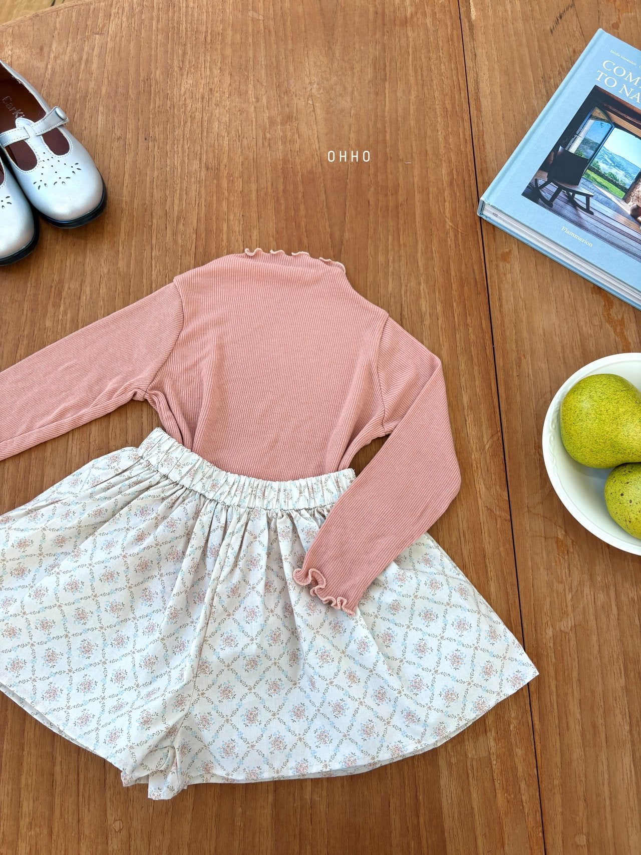 ［ohho］Dove rib mellow tops