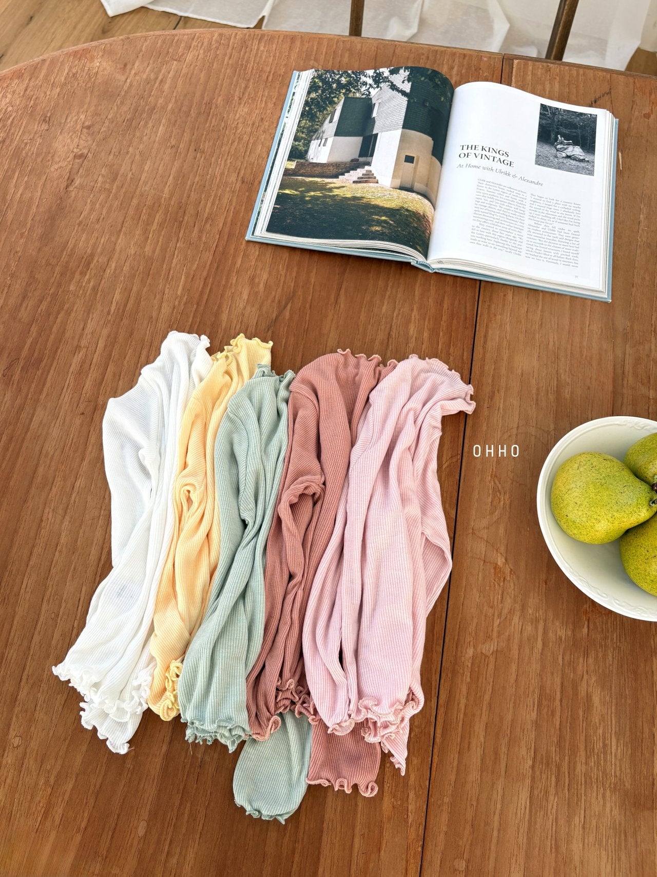 ［ohho］Dove rib mellow tops