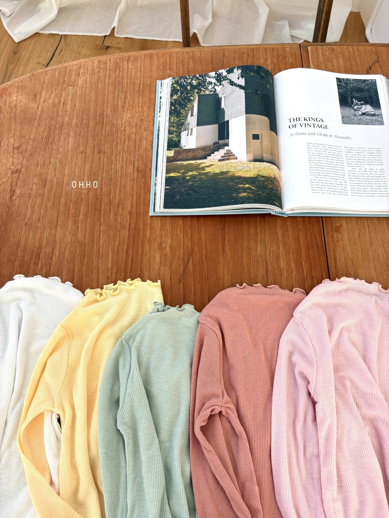 ［ohho］Dove rib mellow tops