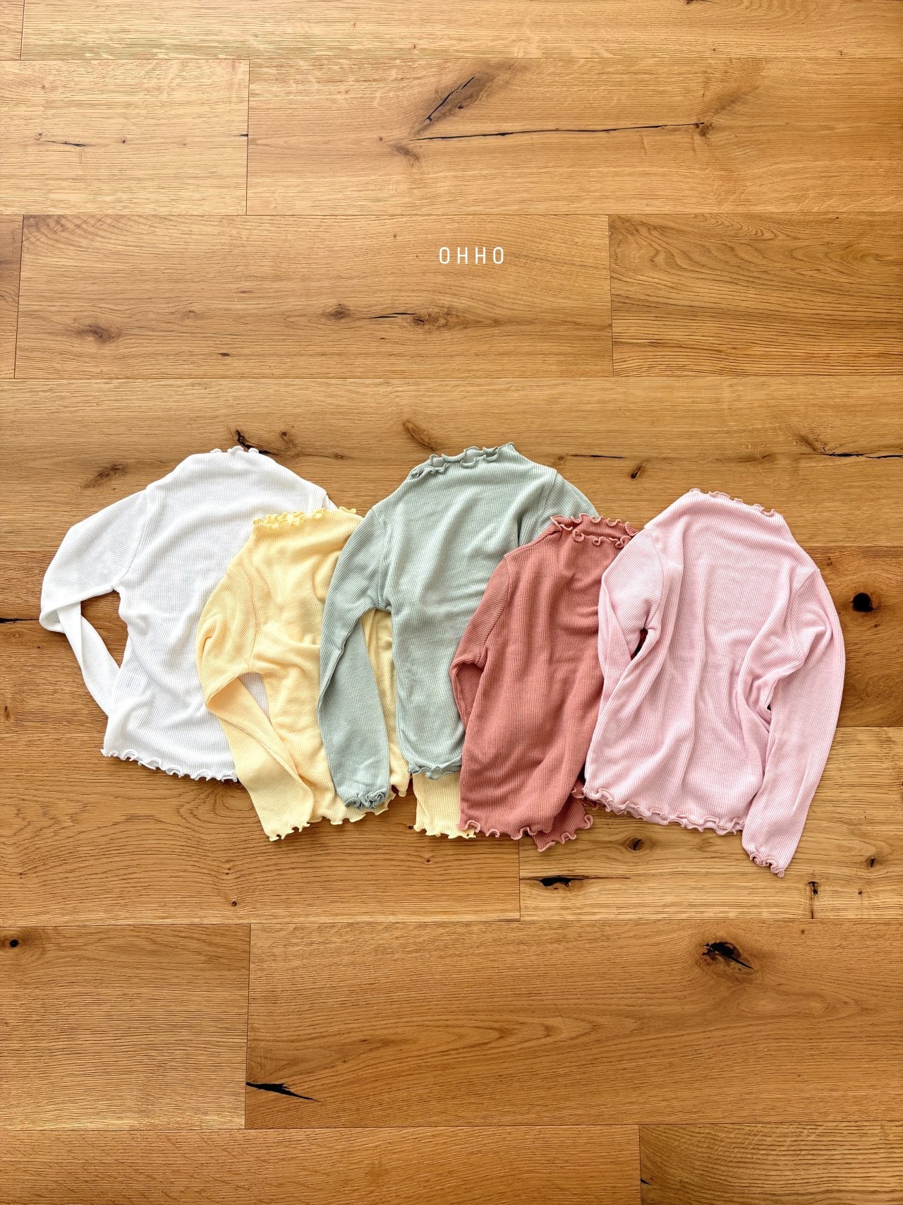 ［ohho］Dove rib mellow tops