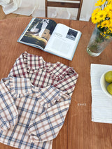 ［ohho］Check frill collar blouse