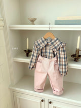 ［ohho］Check frill collar blouse