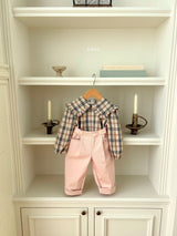 ［ohho］Check frill collar blouse