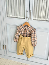 ［ohho］Check frill collar blouse