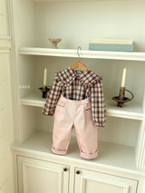 ［ohho］Check frill collar blouse