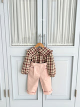 ［ohho］Check frill collar blouse