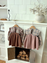 ［ohho］Check frill collar blouse