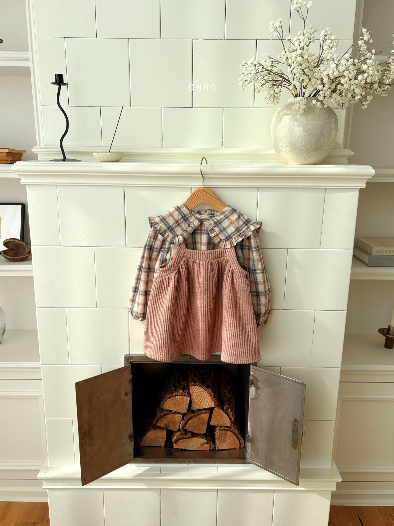 ［ohho］Check frill collar blouse