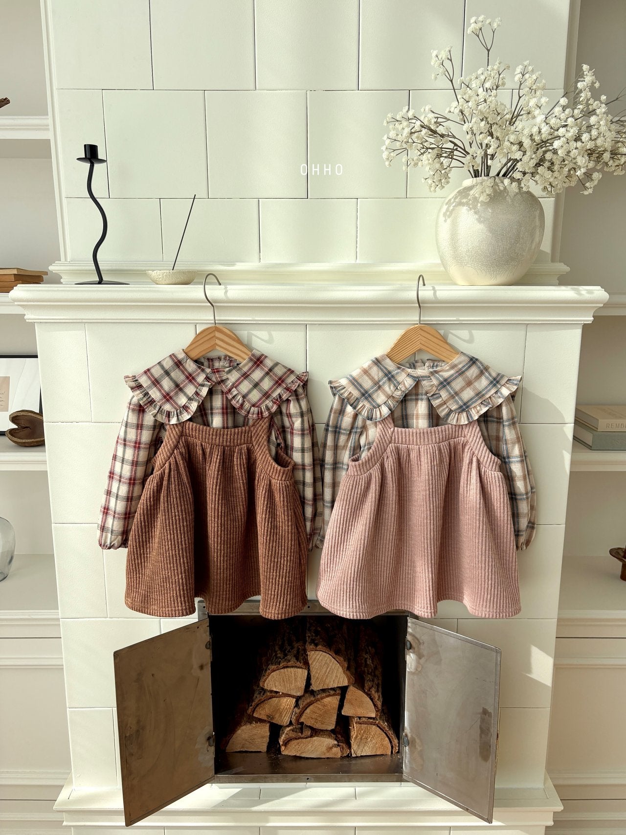 ［ohho］Check frill collar blouse